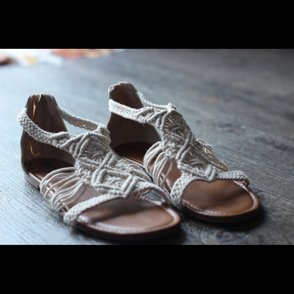 Cream colored, macrame sandals
